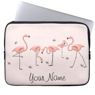 Flamingos Pink Line Name laptop sleeve