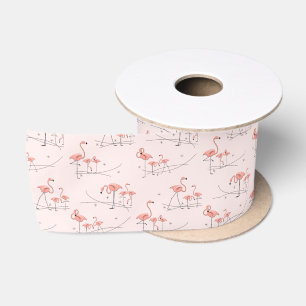 Flamingos Pink Multi ribbon satin
