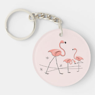 Flamingos Pink Trio 2 acrylic key chain