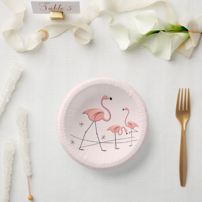 Flamingos Pink Trio 2  Paper Plate (Wedding)