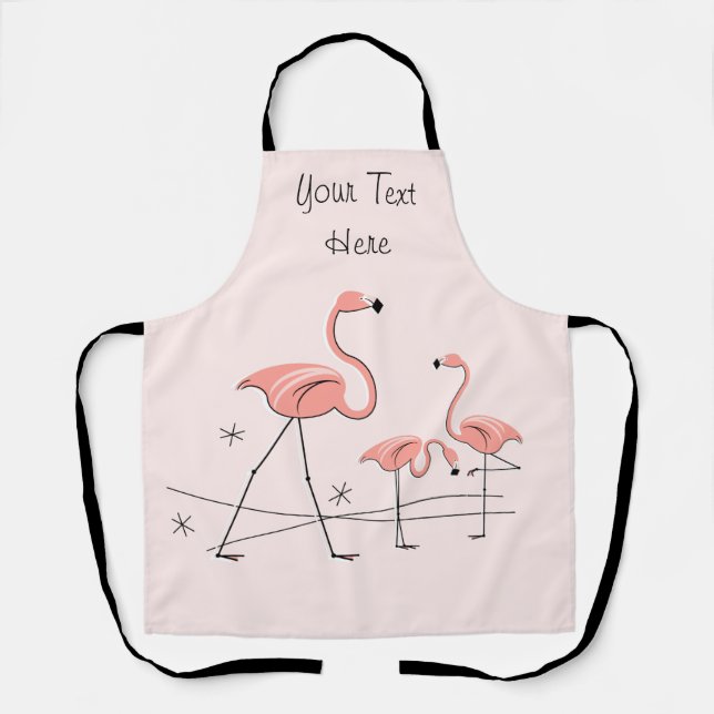 Flamingos Pink Trio 2 Text apron (Front)