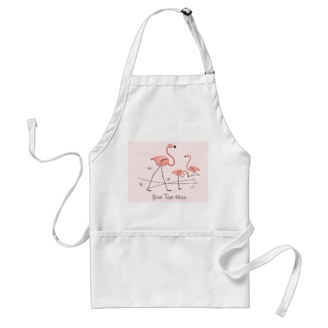 Flamingos Pink Trio 2 Text apron (Front)