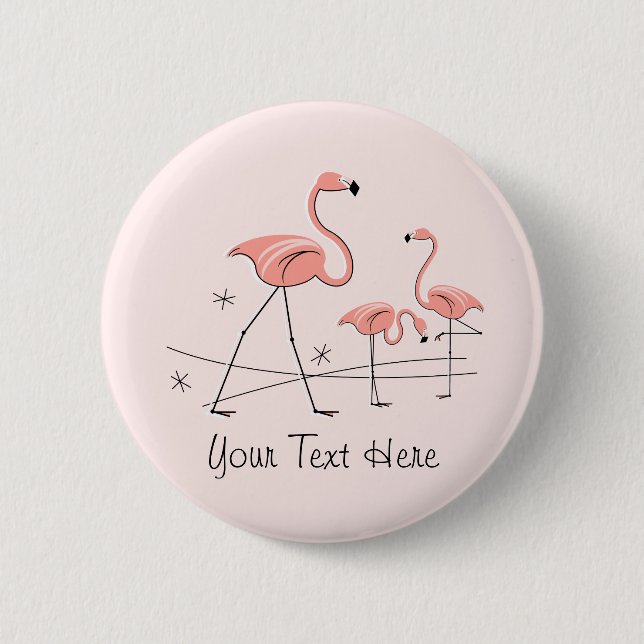 Flamingos Pink Trio 2 'Text' button (Front)