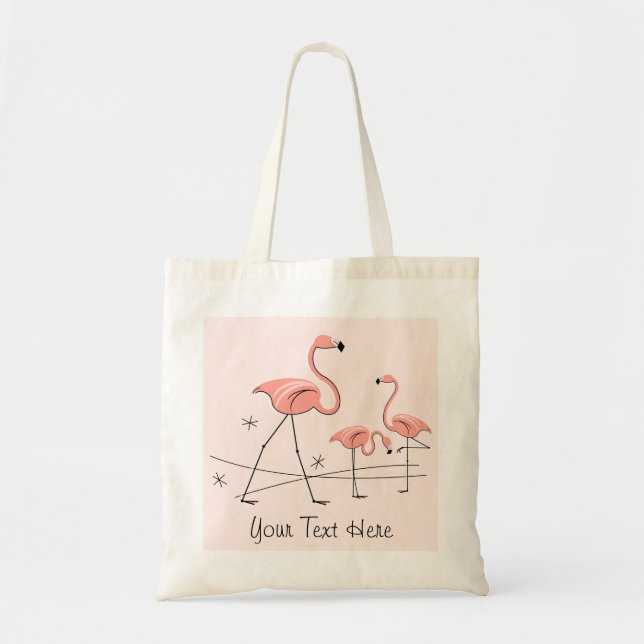 Flamingos Pink Trio 2 'Text' tote bag (Front)