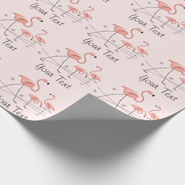 Flamingos Pink Trio 2 Text wrapping paper (Corner)