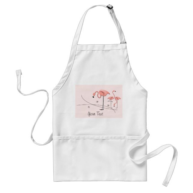 Flamingos Pink Trio 3 Text apron (Front)