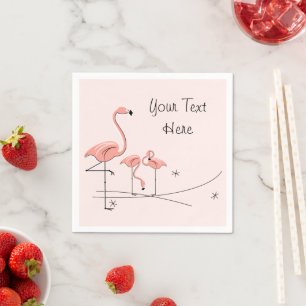 Flamingos Pink Trio 4 Text paper napkins