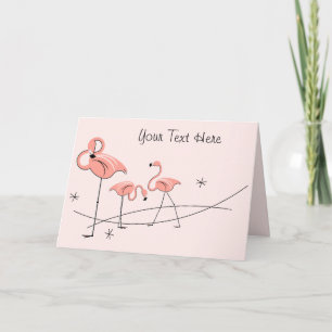 Flamingos Pink Trio greetings card