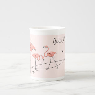 Flamingos Pink Trio Name bone china mug