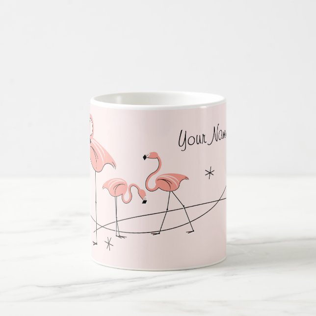 Flamingos Pink Trio 'Name' mug (Center)