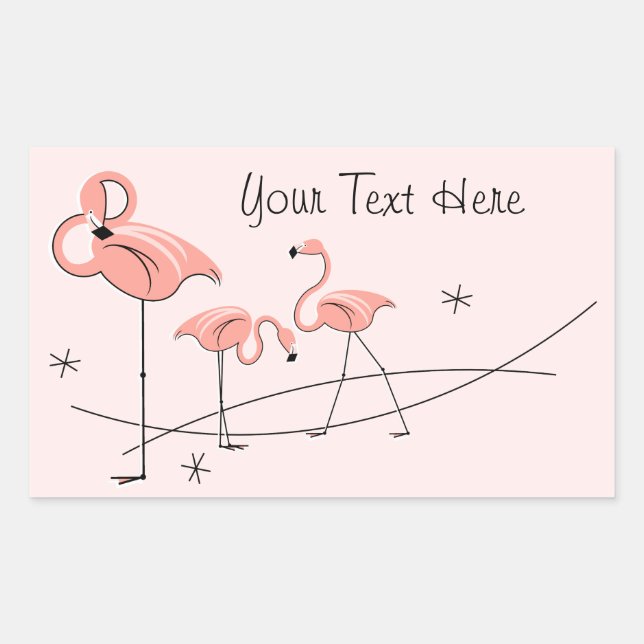 Flamingos Pink Trio Text sticker rectangle (Front)