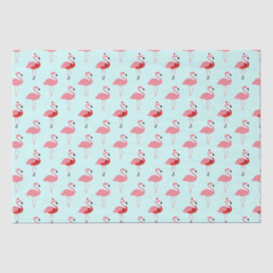 Flamingos Santa Flamingo Pattern Blue Christmas Tissue Paper