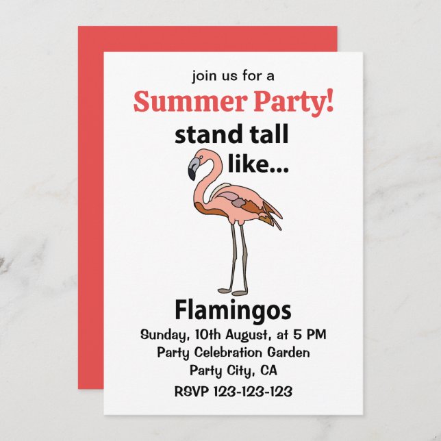 Flamingos Stand Tall Like Flamingos Flamingo Invitation (Front/Back)