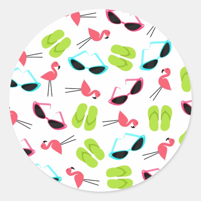 Flamingos & Sunglasses Envelope Seal Sticker (Front)
