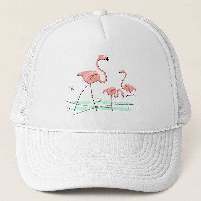Flamingos Trio 2 group trucker hat (Front)
