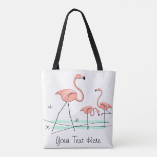 Flamingos Trio 2 Text all over tote Bag