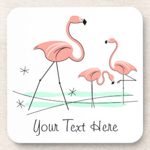 Flamingos Trio 2 Text coasters plastic