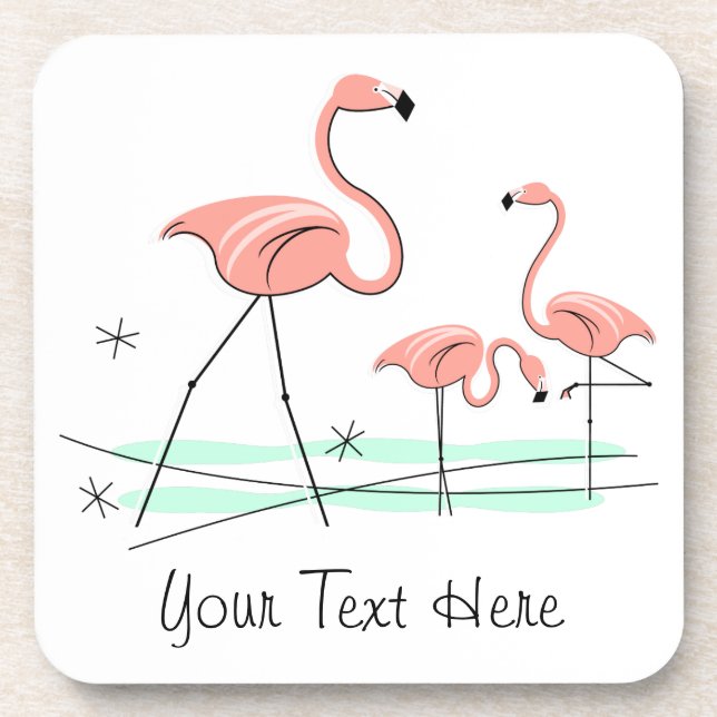 Flamingos Trio 2 Text coasters plastic (Front)
