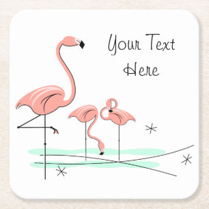Flamingos Trio 4 Text coasters