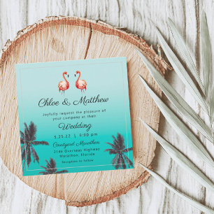 Flamingos Tropical Beach Wedding Invitation