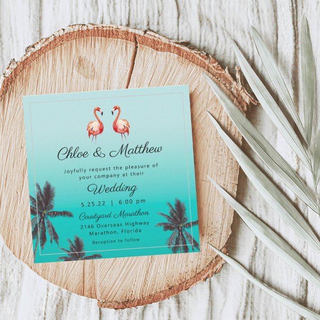 Flamingos Tropical Beach Wedding Invitation (Creator Uploaded)