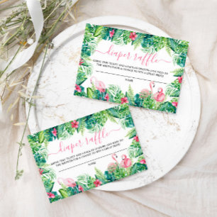 Flamingos Tropical Diaper Raffle Card
