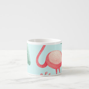 Flamingos Tropical Flowers Watercolor Pattern Espresso Cup