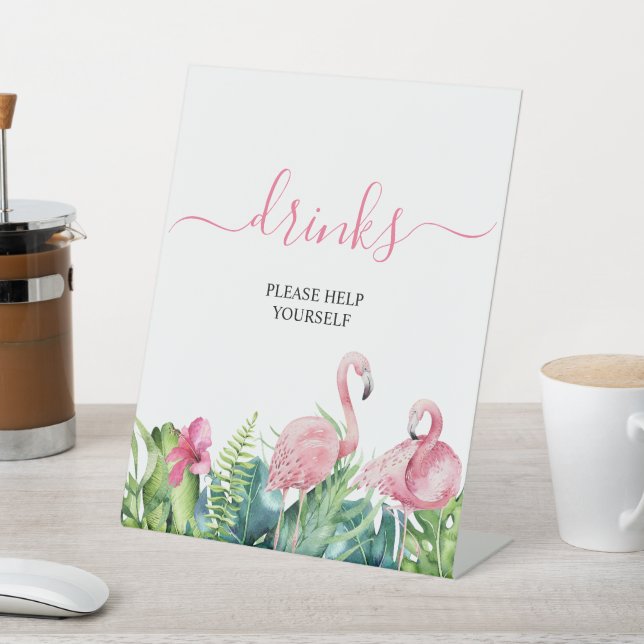 Flamingos Tropical Shower Drinks Sign (In SItu)