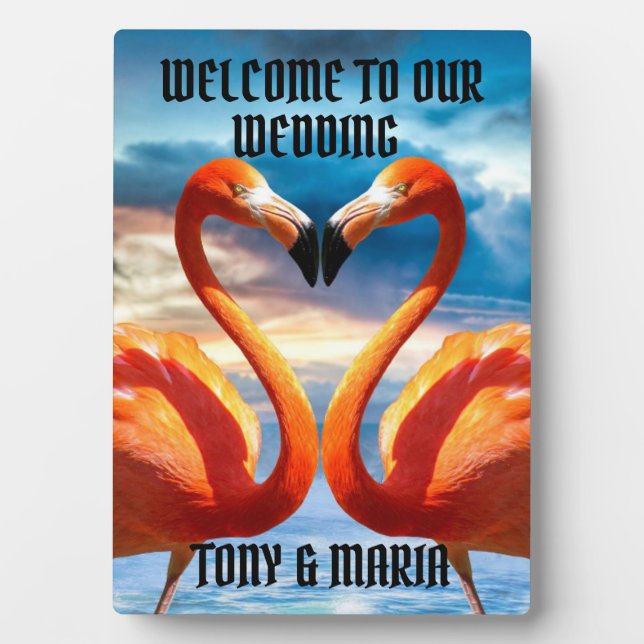 FLAMINGOS WELCOME WEDDING SIGN PLAQUE (Front)