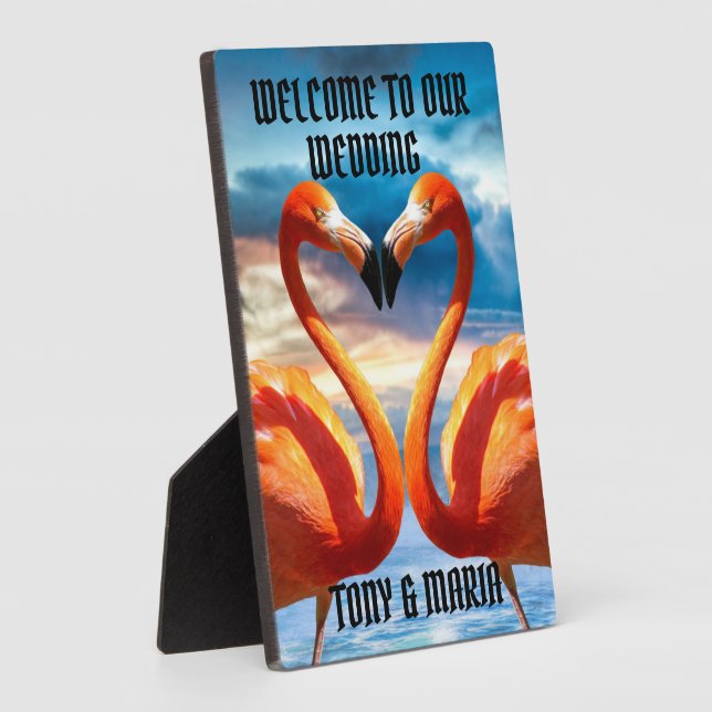 FLAMINGOS WELCOME WEDDING SIGN PLAQUE (Side)