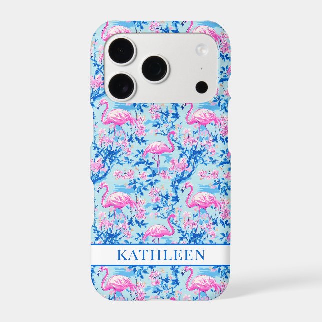 Flamingos with Pink Flowers Monogrammed (Back)