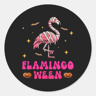 Flamingoween Flamingo Mummy Halloween Scary Costum Classic Round Sticker