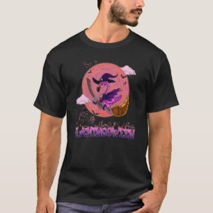 Flamingoween Flamingo Witch Happy Halloween T-Shirt