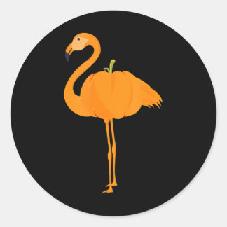 Flamingoween Funny Flamingo Pumpkin Halloween Classic Round Sticker