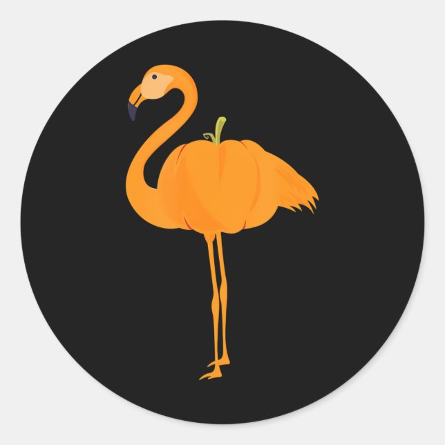 Flamingoween Funny Flamingo Pumpkin Halloween Classic Round Sticker (Front)