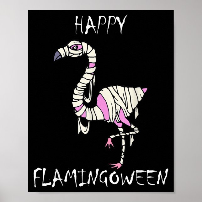 Flamingoween Funny Halloween Flamingo Poster (Front)