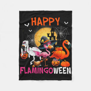 Flamingoween Halloween Pink Flamingo Costume Skele Fleece Blanket