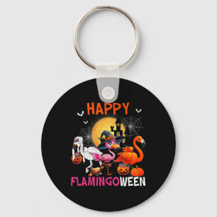 Flamingoween Halloween Pink Flamingo Costume Skele Key Ring