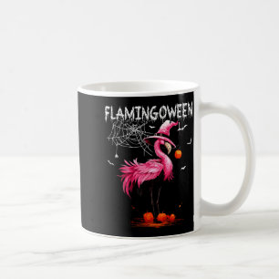 Flamingoween Pink Flamingo Witch Hat Pumpkin Coffee Mug