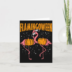 Flamingoween Pumpkin Flamingos Funny Bird Hallowee Card