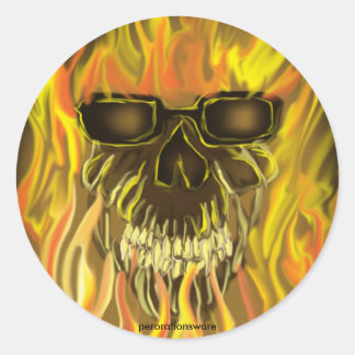 flamingskull classic round sticker