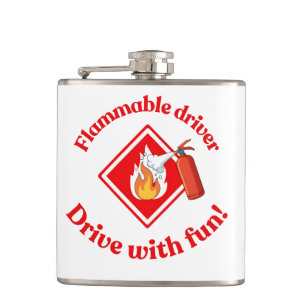 Flammable Driver Trucker Gift Funny ADR Hazmat Hip Flask