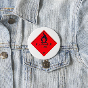 Flammable Gas Safety Label Hazard Warning Sign  7.5 Cm Round Badge