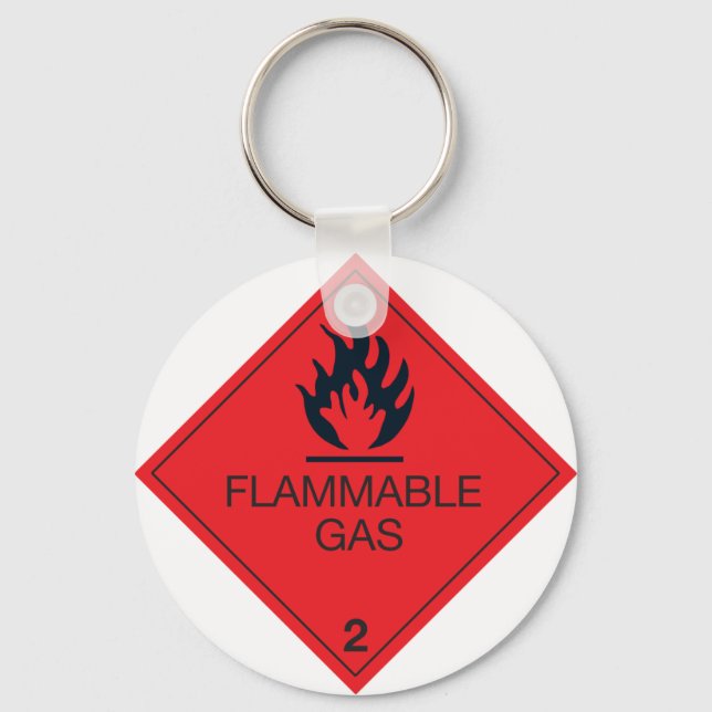 Flammable Gas Safety Label Hazard Warning Sign  Key Ring (Front)