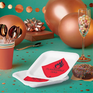 Flammable Gas Safety Label Hazard Warning Sign  Paper Plate