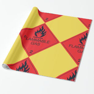 Flammable Gas Safety Label Hazard Warning Sign  Wrapping Paper