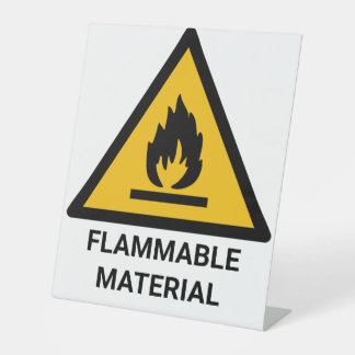 Flammable Material Warning, Fire Hazard Symbol Pedestal Sign