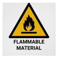 Flammable Material Warning, Fire Hazard Symbol
