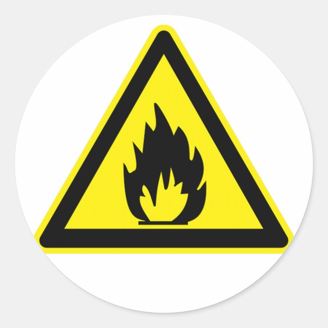 Flammable Sign Classic Round Sticker (Front)