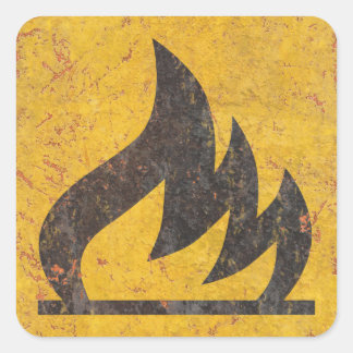 Flammable Warning Sign Square Sticker